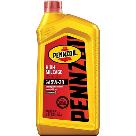 Pennzoil High Mileage Synthetic Blend 5W-30 Motor Oil for Vehicles Over 75K Miles (1-Quart, Case of 6)
