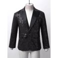 thumbnail image 3 of YONGHS Kids Boys Shiny Sequins Suit Jacket Wedding Formal Tuxedo Long Sleeve Coat, 3 of 7