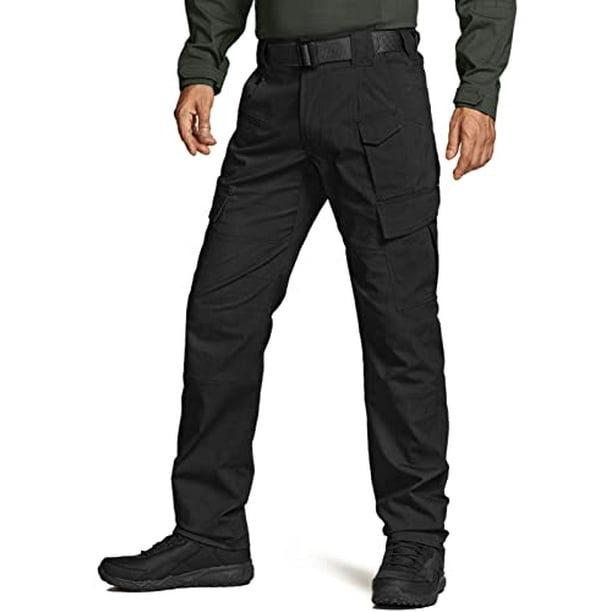 CQR Men s Flex Ripstop Tactical Pants Water Resistant Stretch Cargo Pants Lightweight EDC Hiking Work Pants Coyote Work Cargo 34W x 32L