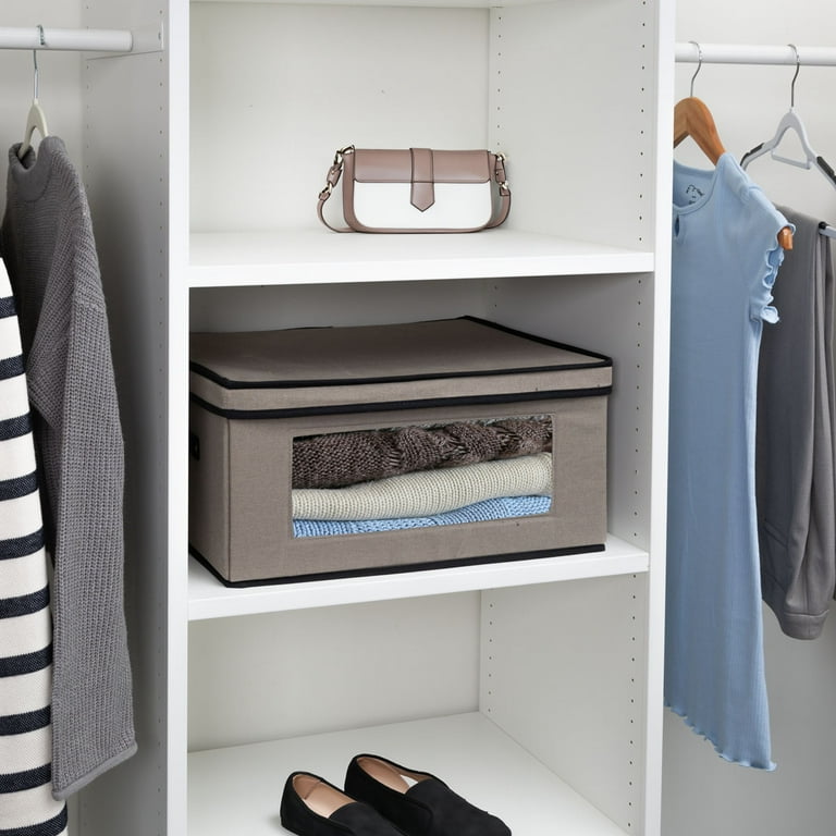 Honey Can Do Fabric Closet Storage Box with Lid Clear View Window and Removable Dividers Gray Walmart