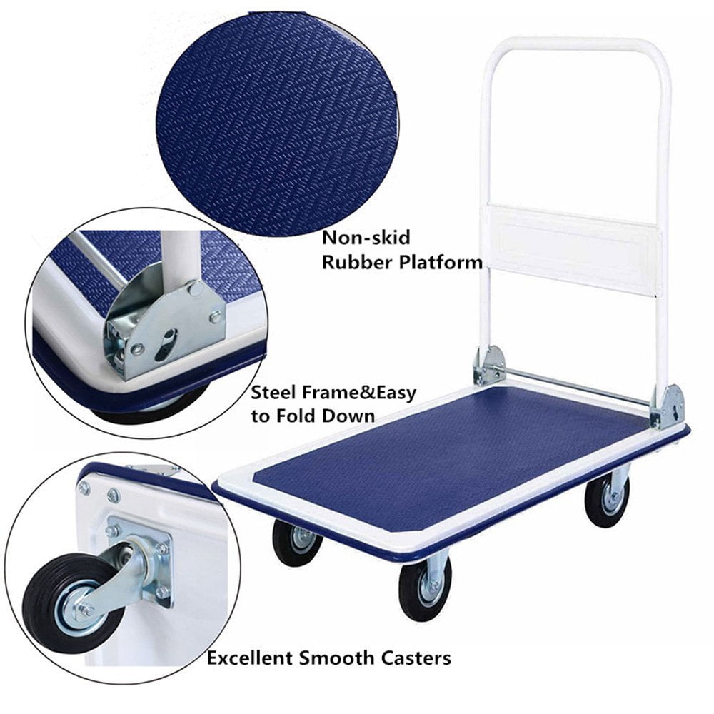 Zimtown 330lbs/660lbs Folding Dolly Platform Cart,Heavy Duty Foldable