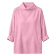 thumbnail image 4 of VBVC Women's Cotton Linen Cowl Neck Blouse , Ladies' Long Sleeve Tunic Top , Casual Summer Work Shirts For Women, S-2XL, 4 of 8