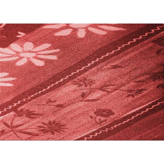 Ahgly Company Machine Washable Indoor Rectangle Transitional Red Area Rugs, 7' x 10'