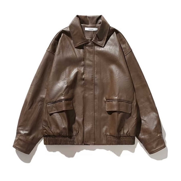 Chaquetas y abrigos casuales sin capucha de manga larga para mujer, cárdigan con cremallera a la moda, chaqueta de vuelo con cuello alto, abrigo de cuero, chaqueta, blusa de poliéster para mujer