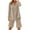 Beige, variant on Women's 2 Piece Cotton Linen Set Casual Long Sleeve Button Down V Neck Shirt & Drawstring Shorts with Side Pockets Loose Loungewear Outfits Wine XXXL