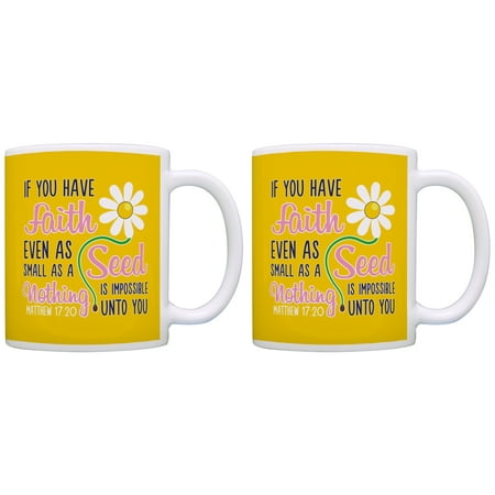 

ThisWear Christian Gifts Nothing is Impossible Unto You Bible Verse 11 ounce 2 Pack Coffee Mugs Yellow