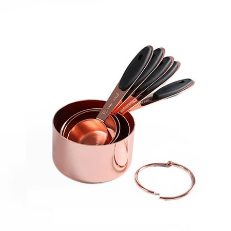 

Thinsont 5Pcs Kitchen Measuring Cups Stainless Steel Measuring Spoons For Baking Mixed Drinks Rose Gold L