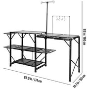 VEVOR Camping Kitchen Table Folding Portable Cook Station Tables Shelves &A Sink