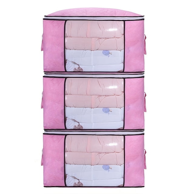 3pcs Reinforced Non-Woven Clothing Storage Bag with Clear Window - Large Capacity