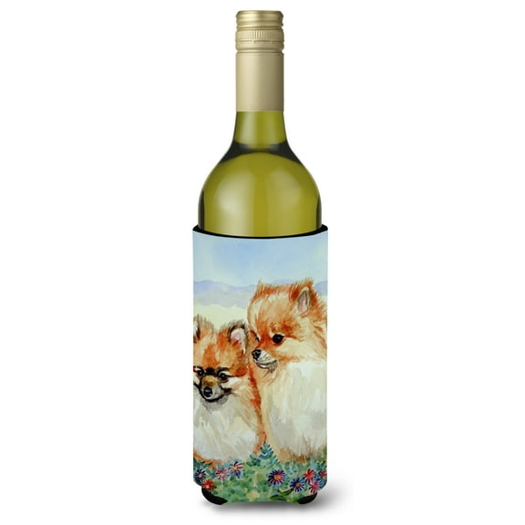 Carolines Treasures 7262LITERK Pomeranian Wine Bottle Hugger Wine Bottle multicolor