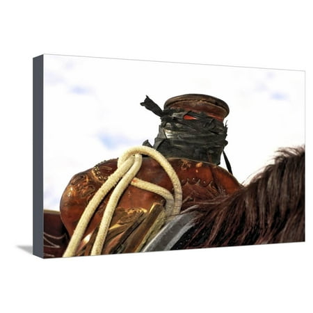 Smiths Saddle - Open Range Roping Saddle Stretched Canvas Print Wall Art By Amanda Lee Smith