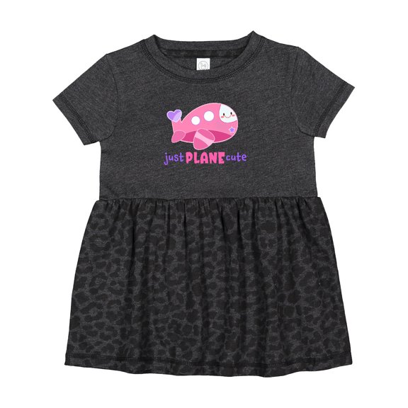 Inktastic Just Plane Cute Smiling Pink Airplane Girls Baby Dress