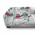 thumbnail image 3 of Cartoon Soft Flannel Fleece Throw Blanket, Couples of Owls Sitting on Spring Branches Funny Characters, Cozy Plush for Indoor and Outdoor Use, 50" x 70", Turquoise Blue Pink, by Ambesonne, 3 of 6