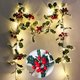 thumbnail image 1 of Guirnalda navideña de 20 LED con luces, bayas rojas, hojas de acebo, luces de cadena, guirnaldas decorativas navideñas con pilas, guirnalda navideña cálida Li, 1 of 5