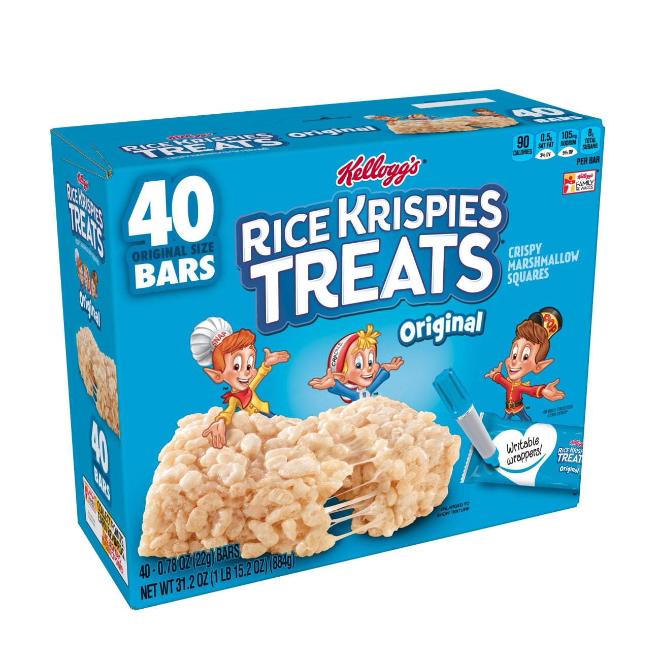 Kelloggs Rice Krispies Treats Crispy Marshmallow Squares Bars 31.2 Oz