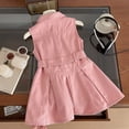 thumbnail image 4 of Hotiary Toddler Baby Girls Sleeveless Denim Dress Summer Sundress Lapel Button Down Pocket Jean Waistcoat Dress Kids Casual New Korean Version Playwear Clothes Pink for 2-10Y, 4 of 7