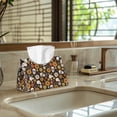 thumbnail image 5 of COEQINE Tissue Box Organizer Rectangular Tissue Container Napkin Tissue Box Cover PU Leather Tissue Case Holder for Home Bedroom Dresser, Dining Table, Halloween Skull Sunflower Daisy Cobweb, 2 PCS, 5 of 7