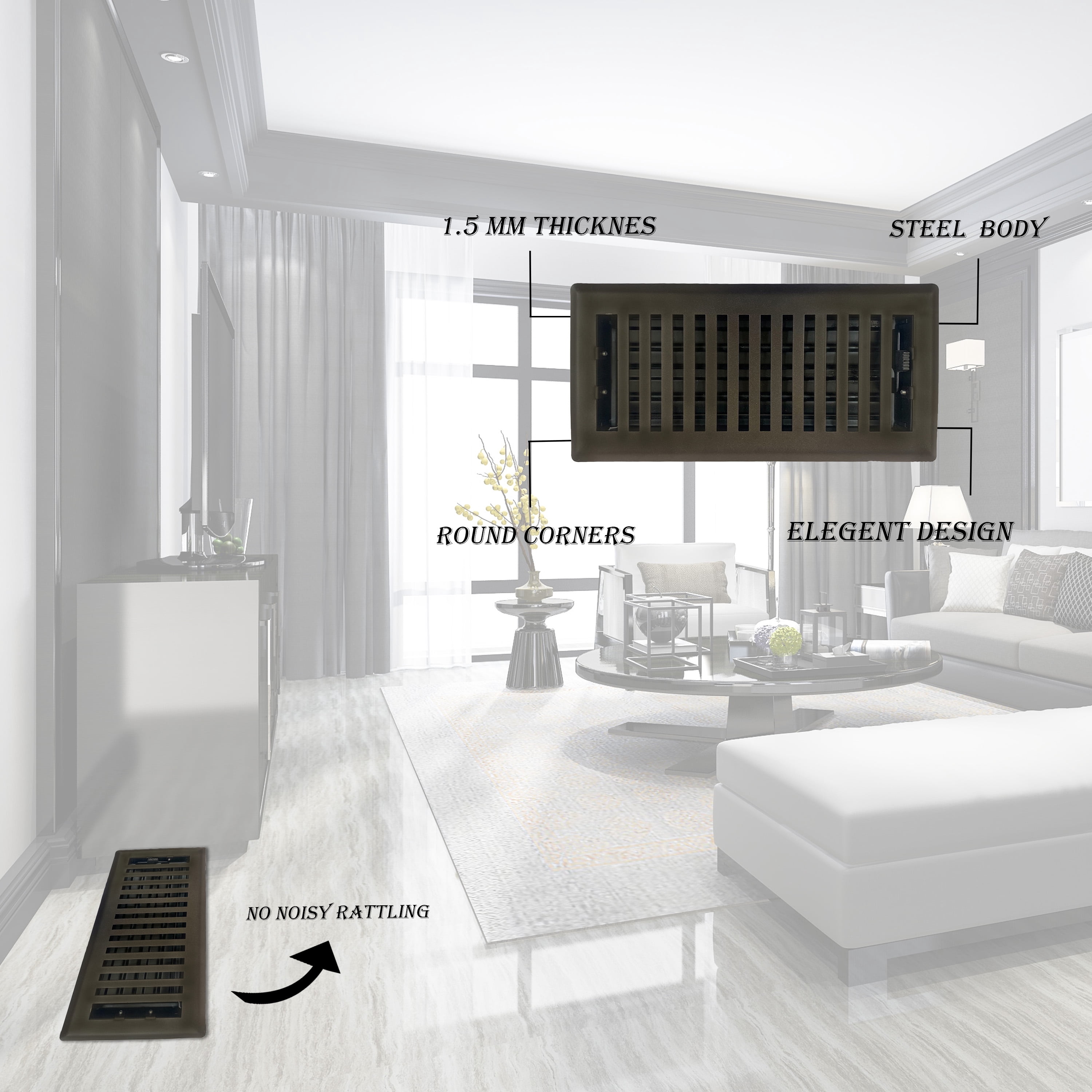 Sierra Grates Contemporary Floor Register 4 inch X 14 inch Metallic Bronze