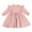 Pink, variant on BULLPIANO Girl's Solid Color Dress Ruffle Trim Long Sleeve Round Neck Flared Dress Casual Beach Party Dresses