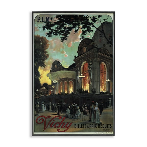 Stupell Industries Vichy Cultural Antique Poster Advertisements Painting Black Framed Art Print Wall Art, 12 x 18