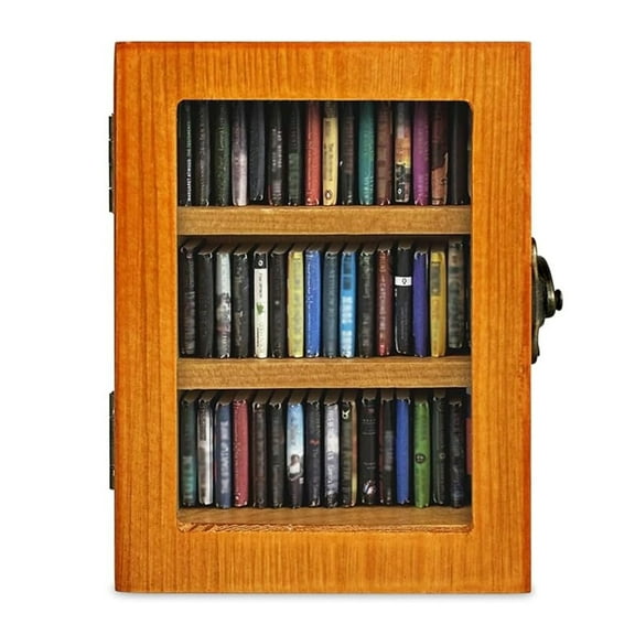 Miniature Bookcase with 60 Books Wood Desktop Bookshelf Decoration for Student