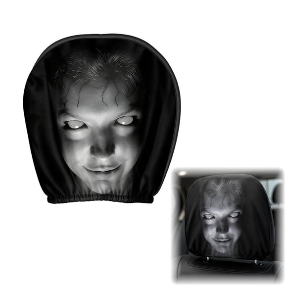 1/2/4 Pack Ghost Face Headrest Covers for Cars,Universal Elastic Fit Car Headrest Cover,Halloween Car Accessories & Spooky Gag Gift(1PC)