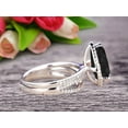 thumbnail image 3 of Bridal Set Tear Droped Black Diamond Moissanite Engagement Ring 2.50 Carat 8x5mm Pear Shape Gemstone Wedding Set Anniversary Ring On 10k White Gold Shining Jewelry With Matching Band, 3 of 5