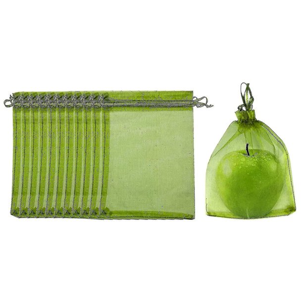 50 bolsas protectoras para frutas que protegen las plantas de plagas con bolsas de malla con cordón.