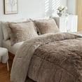 thumbnail image 5 of Wajade Ombre Shaggy Comforter Set Fluffy Fuzzy Faux Fur Bedding Set (1 Comforter + 2 Pillow Shams, Coffee Ombre, Queen Size), 5 of 6
