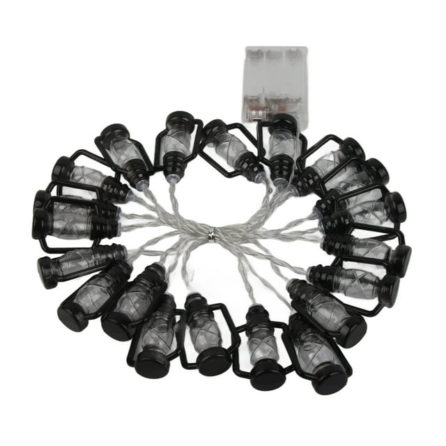 Mini Lámpara De Queroseno, Luz Decorativa De Cadena De Linterna Negra LED De Plástico Para Jardín