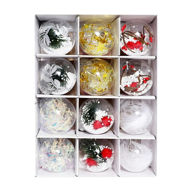 12 bolas de Navidad decorativas, adornos navideños, bolas de Navidad irrompibles, decoraciones para árboles de Navidad para cafeterías, aniversarios, Conjunto B