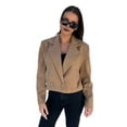 thumbnail image 5 of Fall Winter Women Jacket English Style Loose Double Button Clousure Solid Color Thick Long Sleeves Turn-down Collar Commuting Outdoor Coat, 5 of 8