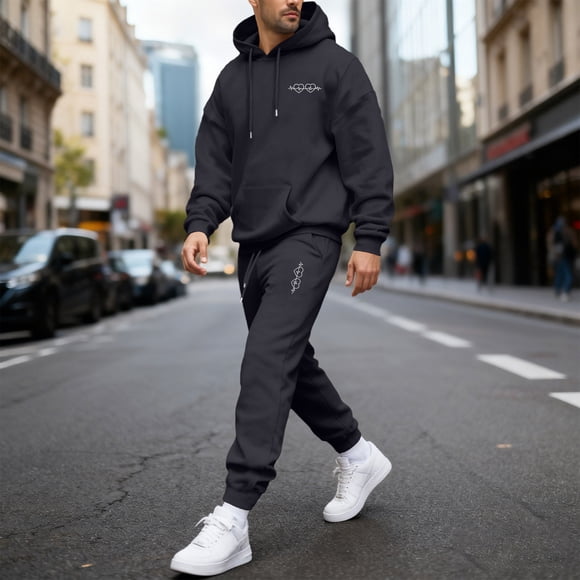 Ceisia Men's Loose Fit Hooded Sweatshirt & Jogger Pants Set | Casual Warm Two-Piece Tracksuit Gifts