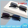 thumbnail image 2 of 1~10PCS Square Eyewear Frameless Goggles Summer Shades Polarized For Women Men Cut Lens Square Lady Rectangular Sunglasses Style E 1pc, 2 of 6