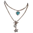 thumbnail image 1 of Collar estético, colgante con dije de corazón de turquesa en ángulo, collar de cadena en capas, gargantilla de cadena gótica, joyería, atuendo de moda punk, 1 of 5