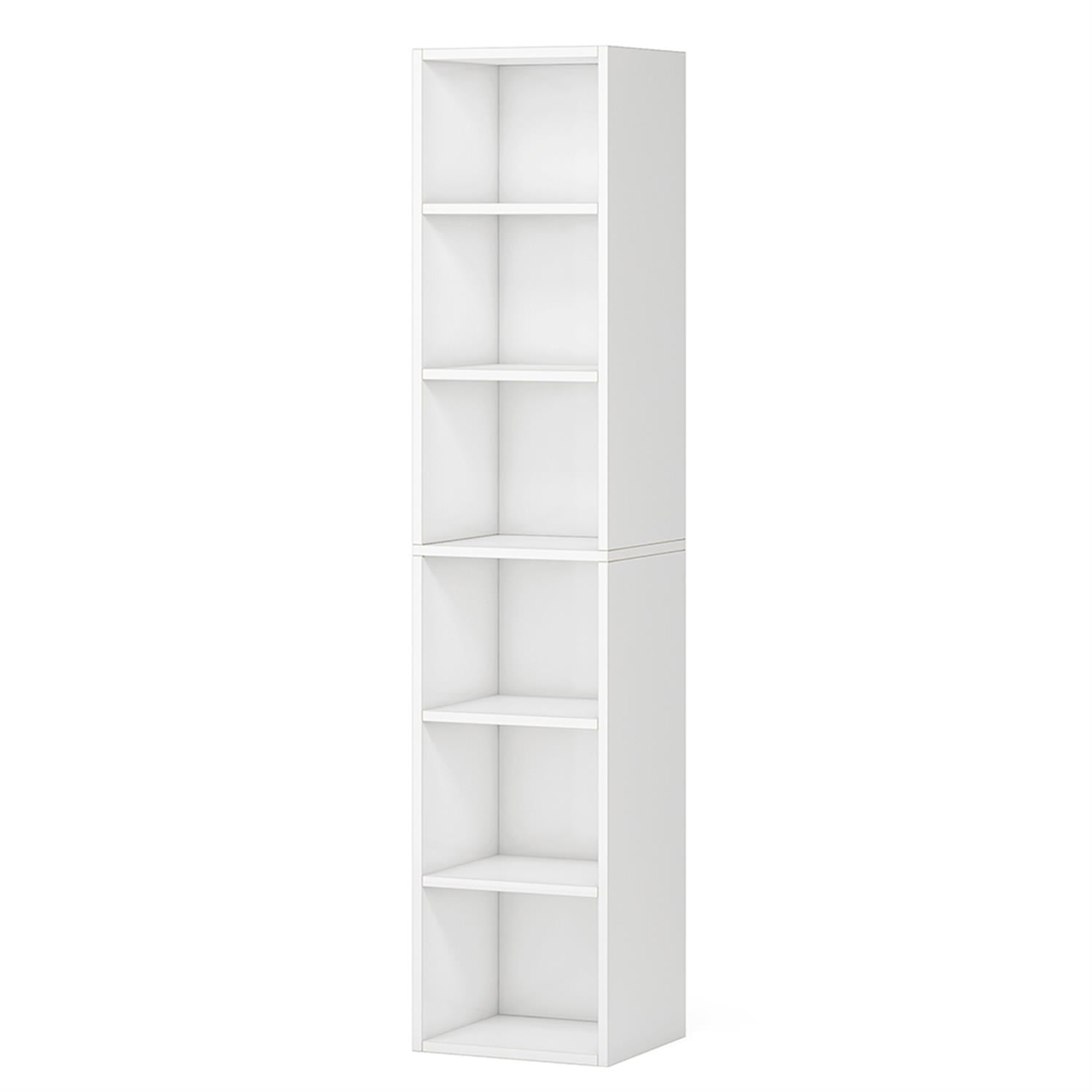 Demi Bonn 70.9" Corner Bookcase, Modern 6-Tier Narrow Cube Display Shelves for Bedroom, Living Room, White