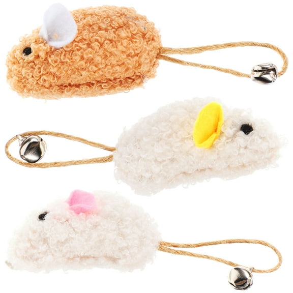 NIAIZEK 3Pcs Cat Toy Mouse Plush With Bell For Cat Owners Entertainment