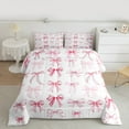 thumbnail image 2 of Feelyou Girly Pink Bowknot Queen Comforter Set, Kawaii Princess Bow-tie Bedding Sets, Cartoon Ribbon Style Reversible Bedding Comforter Set, Lightweight Room Decor, 3-Piece, 2 of 8