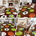 thumbnail image 5 of Large Area Rugs for Living Room Bedroom, Brown Balls 8'x10' Rug Washable Carpet Runner Indoor Outdoor, Baseball Tennis Basketball Football Non Slip Floor Mats Rug for Kitchen, Patio, 5 of 8