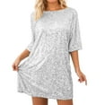 thumbnail image 2 of Women Short Sleeve Silver Sequin Dress Women Carnival Dress Sparkly Dresses for Women, 2 of 5