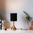 thumbnail image 5 of KUNJOULAM Modern Table Lamp, 17.3" Small Desk Light with Brass Metal Droplet Base, Black Cylinder Linen Drum Shade, Nightstand Lamp for Bedroom Living Room Nightstand Office, 5 of 8
