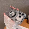 thumbnail image 6 of for iPhone 17 Pro Max Case, Moving Liquid Sparkle Glitter Case, Bling Flowing Rhinestones Kickstand Ring Cover with Shiny Glass Camera Lens Protector for Women Girls 6.9'' 2025, Silver, 6 of 9