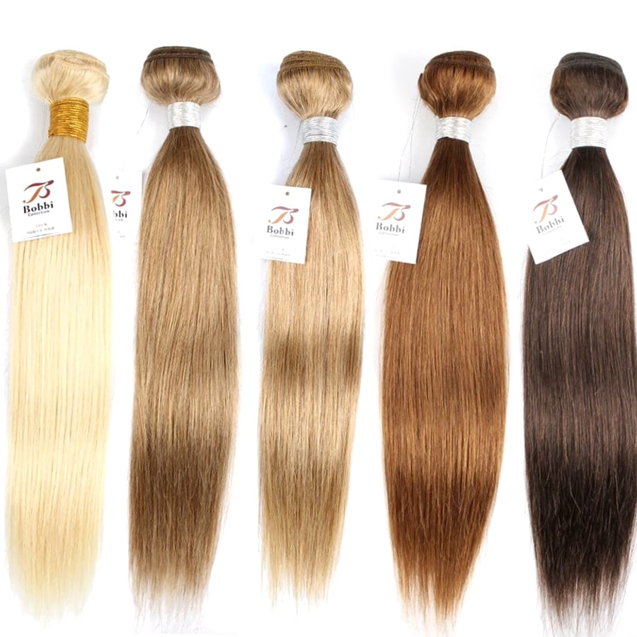 Typpkmm, Versatile Color 8 27 4 Pure Color Remy 100 Human Hair Bundles Extension 95±5gram Ash Blonde Silky Straight Style Bobbi 1 Piece, Brown