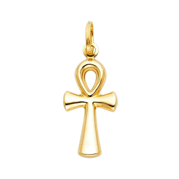 14KY Ankh Cross Religious Pendant | Yellow Gold Charm Pendant for Necklace Chain | Jewelry Gift for Men Women | 26 x 13 MM | 0.8 grams