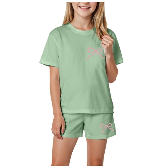 Toddler Girls Cute Flower 2Pcs Summer Outfits Set – Short Sleeve T-Shirt and Pants (Gift Idea) Summer 2Pcs Gift Outfits Set Girls' Clothing Set Girls Summer Set 2-12 Years,6-7 Years