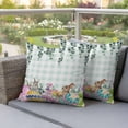 thumbnail image 4 of Easter Pillow Covers 2 Pack Colorful Texture Easter Eggs Rabbits Leaf Green Plaid Pillowcase Waterproof Outdoor Throw Pillow Cover for Patio Garden Square Cushion 16”x16”, 4 of 9