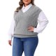 thumbnail image 4 of Suéter sin mangas de punto acanalado para mujer de tallas grandes Agnes Orinda, suéter casual de pullover gris 3X, 4 of 6