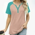 thumbnail image 7 of RQYYD Womens V Neck Basic Tops Color Block Tunic T Shirts Summer Short Sleeve Casual Cotton Tees Shirts, 7 of 7