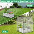 thumbnail image 2 of Lilypelle Tall Garden Arch Trellis with Greenhouse Cover for Climbing Plants, 87in Tall Metal Plant Support Trellis Archway for Climbing Vine Vegetable/Fruit/Flower Outdoor Garden Arch Tunnel Trellis, 2 of 8