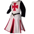thumbnail image 4 of Túnica de cosplay medieval de talla grande para hombre, sobretodo de caballero templario, cruzado, manga larga, camisetas cortas, disfraz de recreación, 4 of 5